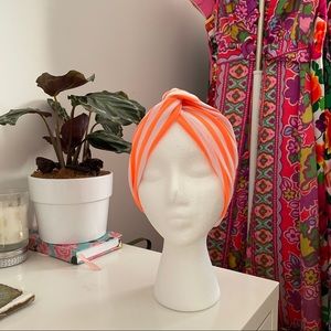 Neon orange striped turban